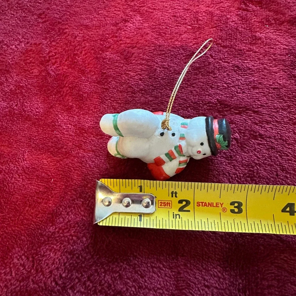 Vintage Ceramic Snowman Christmas Ornament Cheeky Kitschy‎ Holiday Decor